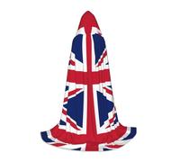 ZhRiYan Halloween Hooded Cape – British flag Print Costume Accessory for Parties, Carnivals, Comic Exhibitions, and More, Black, Medium