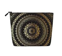 ZhRiYan Kaleidoscope Mandala Fake Hemp Makeup Bag - Versatile Travel Toiletry Bag, Reusable Cosmetic Organizer with Zipper Pouch, Black, One Size, Black, One Size