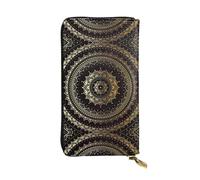 ZhRiYan Kaleidoscope Mandala Print Leather Long Clutch Wallet â€“ Fashion Women's Personalized Wallet with Coin Pocket, Black, One Size, Black, One Size