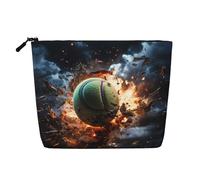 ZhRiYan Lightning Fever Tennis Fake Hemp Makeup Bag - Versatile Travel Toiletry Bag, Reusable Cosmetic Organizer with Zipper Pouch, Black, One Size, Black, One Size