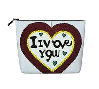 ZhRiYan Love confessions Fake Hemp Makeup Bag â€“ Versatile Travel Toiletry Bag, Reusable Cosmetic Organizer with Zipper Pouch, Black, One Size, Black, One Size