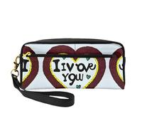 ZhRiYan Love confessions Print Leather Small Makeup Bag – Travel Toiletry Bag for Women, Reusable Cosmetic Pouch with Zipper, Black, One Size, Black, One Size