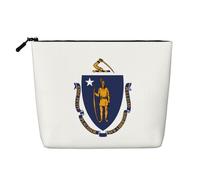 ZhRiYan Massachusetts State Flag Print Fake Hemp Makeup Bag - Reusable Cosmetic Organizer, Daily Storage, Business Trip Essential, Massachusetts State Flag, One Size