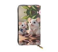 ZhRiYan Mother and child rats Print Leather Long Clutch Wallet – Fashion Women's Personalized Wallet with Coin Pocket, Black, One Size, Black, One Size