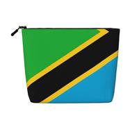 ZhRiYan Mouse in the Hole Print Fake Hemp Makeup Bag - Reusable Cosmetic Organizer, Daily Storage, Business Trip Essential, Tanzania Flag, One Size