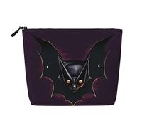 ZhRiYan Mouse in the Hole Print Fake Hemp Makeup Bag - Reusable Cosmetic Organizer, Daily Storage, Business Trip Essential, Black Ghost Bat, One Size