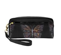 ZhRiYan Mystery Butterfly Print Leather Small Makeup Bag â€“ Travel Toiletry Bag for Women, Reusable Cosmetic Pouch with Zipper, Black, One Size, Black, One Size