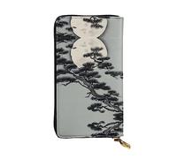 ZhRiYan Pine tree under the moon Print Leather Long Clutch Wallet – Fashion Women's Personalized Wallet with Coin Pocket, Black, One Size, Black, One Size
