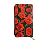 ZhRiYan poppy flowers Print Leather Long Clutch Wallet – Fashion Women's Personalized Wallet with Coin Pocket, Black, One Size, Black, One Size