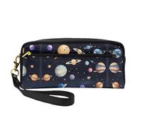 ZhRiYan Saturn Jupiter Earth Print Leather Small Makeup Bag â€“ Travel Toiletry Bag for Women, Reusable Cosmetic Pouch with Zipper, Black, One Size, Black, One Size
