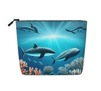 ZhRiYan Sierra Leone flag Print Fake Hemp Makeup Bag - Reusable Cosmetic Organizer, Daily Storage, Business Trip Essential, Whales Under The Sea, One Size