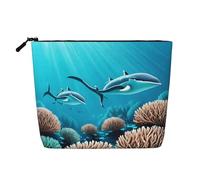 ZhRiYan Sierra Leone flag Print Fake Hemp Makeup Bag - Reusable Cosmetic Organizer, Daily Storage, Business Trip Essential, Deep Sea Whales, One Size