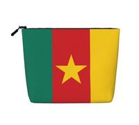 ZhRiYan Smiley Citrus Print Fake Hemp Makeup Bag - Reusable Cosmetic Organizer, Daily Storage, Business Trip Essential, Flag Of Cameroon, One Size