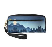 ZhRiYan Snowy Forest Print Leather Small Makeup Bag â€“ Travel Toiletry Bag for Women, Reusable Cosmetic Pouch with Zipper, Black, One Size, Black, One Size