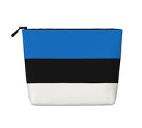 ZhRiYan Solid color blue Print Fake Hemp Makeup Bag – Reusable Cosmetic Organizer, Daily Storage, Business Trip Essential, Flag Of Estonia, One Size