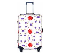 ZhRiYan Stylish Suitcase Cover Protector - Elastic Eight-way rotating flower Print Luggage Travel Accessory, Business Trip Essential, White, Small