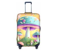 ZhRiYan Stylish Suitcase Cover Protector - Elastic Fantasy Mushroom Print Luggage Travel Accessory, Business Trip Essential, White, Small