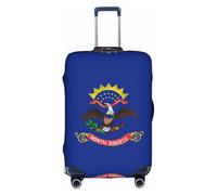 ZhRiYan Stylish Suitcase Cover Protector - Elastic North Dakota State Flag Print Luggage Travel Accessory, Business Trip Essential, White, Large