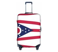 ZhRiYan Stylish Suitcase Cover Protector - Elastic Ohio State Flag Print Luggage Travel Accessory, Business Trip Essential, White, X-Large