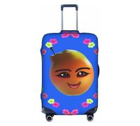 ZhRiYan Stylish Suitcase Cover Protector - Elastic Smiley Yellow Pear Print Luggage Travel Accessory, Business Trip Essential, White, X-Large