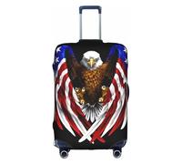 ZhRiYan Stylish Suitcase Cover Protector - Elastic USA Flag Patriotic Eagle Print Luggage Travel Accessory, Business Trip Essential, White, Large