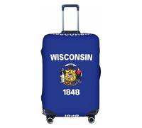 ZhRiYan Stylish Suitcase Cover Protector - Elastic Wisconsin State Flag Print Luggage Travel Accessory, Business Trip Essential, White, X-Large
