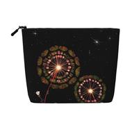 ZhRiYan Sunflower Blue Butterfly Print Fake Hemp Makeup Bag - Reusable Cosmetic Organizer, Daily Storage, Business Trip Essential, Starry Dandelion, One Size