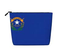 ZhRiYan Sunflower Blue Butterfly Print Fake Hemp Makeup Bag - Reusable Cosmetic Organizer, Daily Storage, Business Trip Essential, Nevada State Flag, One Size