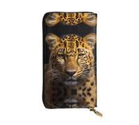 ZhRiYan The deep-eyed leopard Print Leather Long Clutch Wallet – Fashion Women's Personalized Wallet with Coin Pocket, Black, One Size, Black, One Size