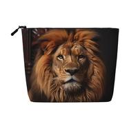 ZhRiYan The Lion's Gaze Fake Hemp Makeup Bag - Versatile Travel Toiletry Bag, Reusable Cosmetic Organizer with Zipper Pouch, Black, One Size, Black, One Size