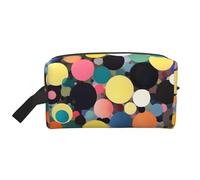 ZhRiYan Travel Cosmetic Bag – Reusable Dopp Kit with Abstract painting of circles Full-Sided Print for Toiletry, Makeup, Accessories, and More, White, One Size, White, One Size