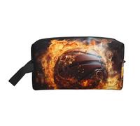 ZhRiYan Travel Cosmetic Bag – Reusable Dopp Kit with Basketball on Fire and Water Flame Splashing Full-Sided Print for Toiletry, Makeup, Accessories, and More, White, One Size, White, One Size