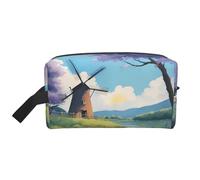 ZhRiYan Travel Cosmetic Bag â€“ Reusable Dopp Kit with beautiful river windmill Full-Sided Print for Toiletry, Makeup, Accessories, and More, White, One Size, White, One Size
