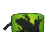ZhRiYan Travel Cosmetic Bag – Reusable Dopp Kit with Green Frog Shadow Full-Sided Print for Toiletry, Makeup, Accessories, and More, White, One Size, White, One Size