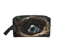 ZhRiYan Travel Cosmetic Bag – Reusable Dopp Kit with Little bird nest Full-Sided Print for Toiletry, Makeup, Accessories, and More, White, One Size, White, One Size