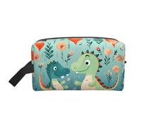 ZhRiYan Travel Cosmetic Bag â€“ Reusable Dopp Kit with Lovely Little Dinosaur Baby Full-Sided Print for Toiletry, Makeup, Accessories, and More, White, One Size, White, One Size
