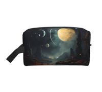 ZhRiYan Travel Cosmetic Bag â€“ Reusable Dopp Kit with Moon Stars and Planets Full-Sided Print for Toiletry, Makeup, Accessories, and More, White, One Size, White, One Size