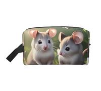 ZhRiYan Travel Cosmetic Bag â€“ Reusable Dopp Kit with Mouse in Love Full-Sided Print for Toiletry, Makeup, Accessories, and More, White, One Size, White, One Size