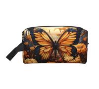 ZhRiYan Travel Cosmetic Bag â€“ Reusable Dopp Kit with orange yellow butterfly field flowers Full-Sided Print for Toiletry, Makeup, Accessories, and More, White, One Size, White, One Size