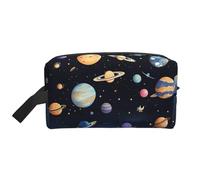 ZhRiYan Travel Cosmetic Bag – Reusable Dopp Kit with Saturn Jupiter Earth Full-Sided Print for Toiletry, Makeup, Accessories, and More, White, One Size, White, One Size