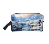 ZhRiYan Travel Cosmetic Bag â€“ Reusable Dopp Kit with Snowy Mountain Scenery Full-Sided Print for Toiletry, Makeup, Accessories, and More, White, One Size, White, One Size