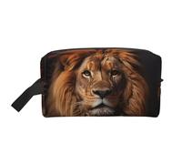 ZhRiYan Travel Cosmetic Bag â€“ Reusable Dopp Kit with The Lion's Gaze Full-Sided Print for Toiletry, Makeup, Accessories, and More, White, One Size, White, One Size