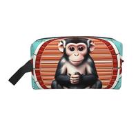 ZhRiYan Travel Cosmetic Bag – Reusable Dopp Kit with The silent monkey Full-Sided Print for Toiletry, Makeup, Accessories, and More, White, One Size, White, One Size