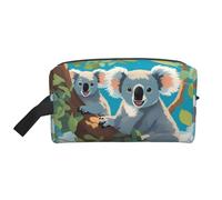 ZhRiYan Travel Cosmetic Bag – Reusable Dopp Kit with Two happy koalas Full-Sided Print for Toiletry, Makeup, Accessories, and More, White, One Size, White, One Size
