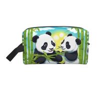 ZhRiYan Travel Cosmetic Bag – Reusable Dopp Kit with Two happy pandas Full-Sided Print for Toiletry, Makeup, Accessories, and More, White, One Size, White, One Size