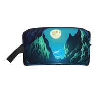 ZhRiYan Travel Cosmetic Bag â€“ Reusable Dopp Kit with Water Moon Cave Full-Sided Print for Toiletry, Makeup, Accessories, and More, White, One Size, White, One Size