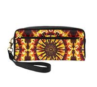 ZhRiYan Turning the flame Print Leather Small Makeup Bag – Travel Toiletry Bag for Women, Reusable Cosmetic Pouch with Zipper, Black, One Size, Black, One Size