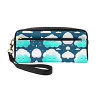 ZhRiYan Two shy clouds Print Leather Small Makeup Bag – Travel Toiletry Bag for Women, Reusable Cosmetic Pouch with Zipper, Black, One Size, Black, One Size