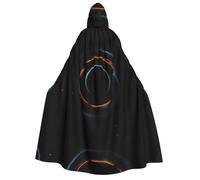 ZhRiYan Unisex Adult Halloween Hooded Cloak - Mysterious Cosmic Black Holes Full Print Witch Capa for Cosplay, Party, Stage & Carnival