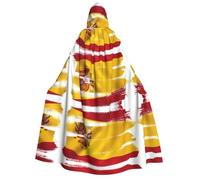 ZhRiYan Unisex Adult Halloween Hooded Cloak - Spain Flag Full Print Witch Capa for Cosplay, Party, Stage & Carnival